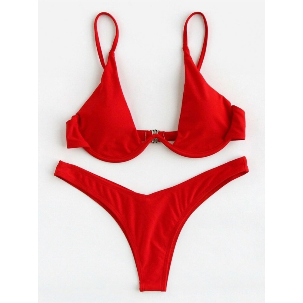 Underwire v pushup bikini set thong Brazilian - Picture 1 of 2